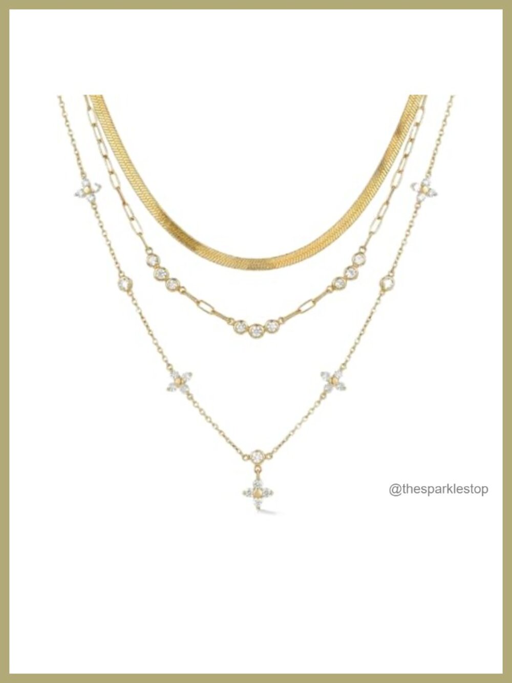 14K Gold Plated Layered Necklace Set Dainty Cubic Zirconia Pendant 3 PCS - Picture 1 of 6